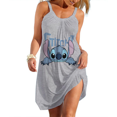 Women's Summer Disney Stitch Sleeveless Beach Dress – Cool, Quick-Dry, Loose & Stylish