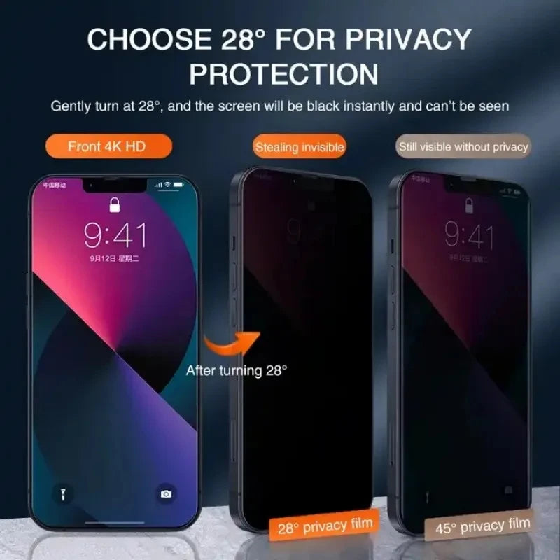 1-4Pcs Privacy Screen Protectors For iPhone 15 14 11 13 12 Pro Max Mini Phone Tempered Film XR XS 7 8 Plus SE Glass Accessories