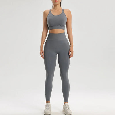Sports Bra Shockproof Quick Dry Pants Set Breathable Fitness Suit Fitness Clothing NAQIYAYABEI 2pcs Seamless Yoga Suit