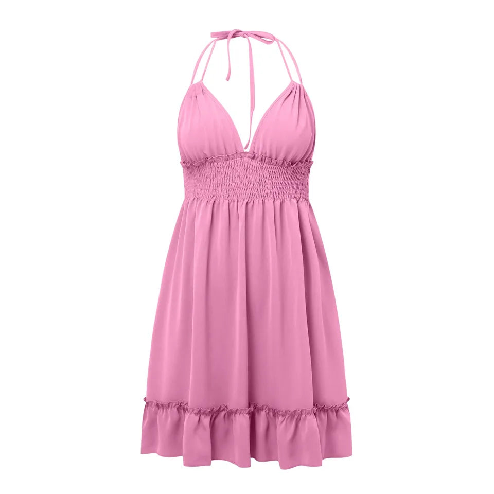Floral Summer  Swing Dresses For Women Trendy Boho Dress Floral Print Cover Up V Neck Woman Short Sleeve Dress Vestido Feminino