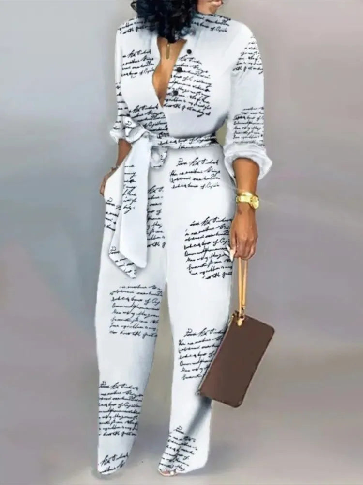 Elegant  Jumpsuit Women Fashion Deep V-neck One Piece Overalls Casual Jumpsuits Streetwear