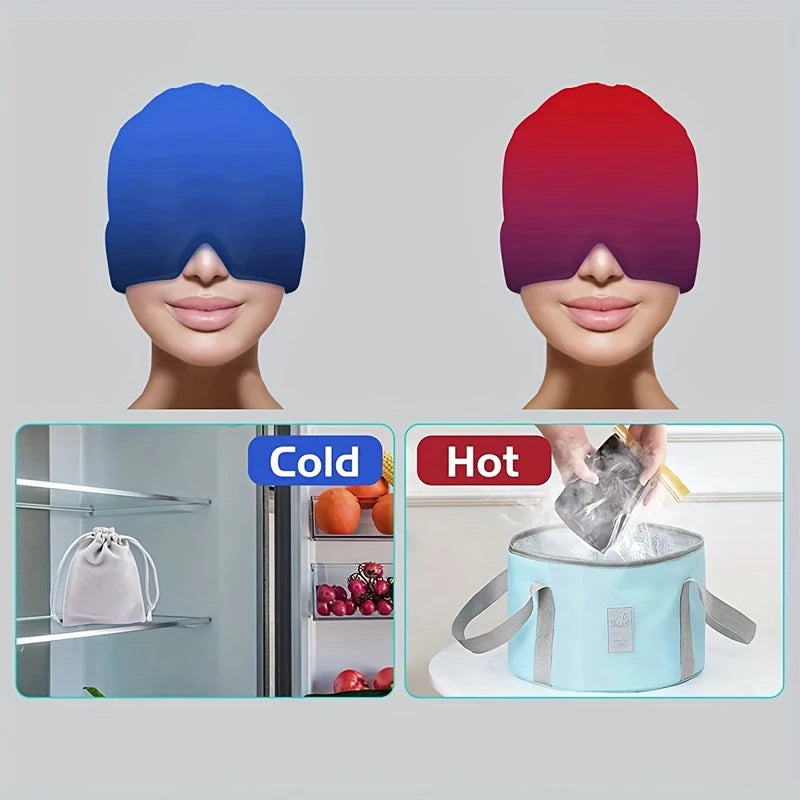 Head Massager Cap Gel Hot Cold Therapy Headache Migraine Relief Cap Stress Pressure Pain Relief Massage Hat Cold Hat Eye Mask