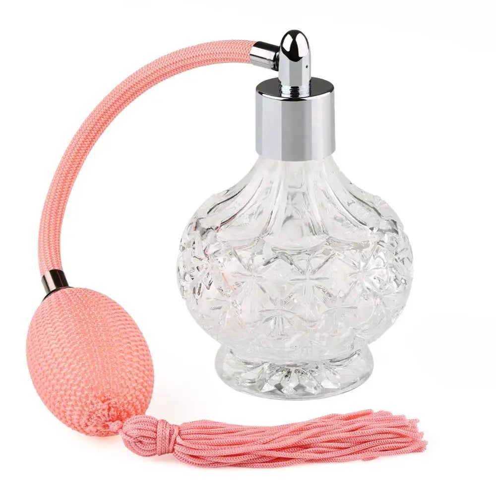 80ml Vintage Crystal Perfume Refill Bottle Yellow/Pink/Purple/Black Long / Short Spray Atomizer Refillable Parfume Bottles 18mm