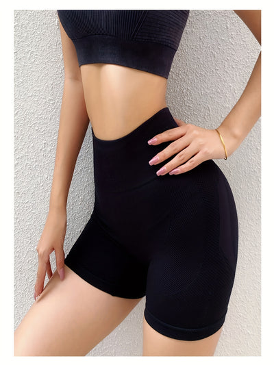 [Breathable Seamless Knit Shorts] Sculpting Silhouette, Women's 4pcs High-Waist Athletic Shorts - Breathable, Seamless Knit for Yoga & Gym Workouts, Comfort Fit, All-Season Wear