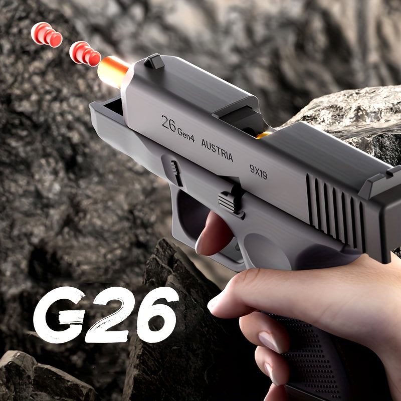G26 New Toy Gun Soft Bullet Gun Pistol [Upgraded Version Of The Continuous Hair] Empty Hanging, Continuous Hair For A Single Shell Throwing, Toy Foam Shockwave, Outdoor Sports Shooting Games
