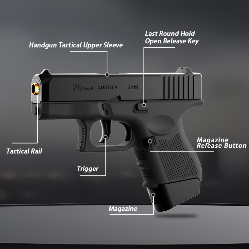 G26 New Toy Gun Soft Bullet Gun Pistol [Upgraded Version Of The Continuous Hair] Empty Hanging, Continuous Hair For A Single Shell Throwing, Toy Foam Shockwave, Outdoor Sports Shooting Games