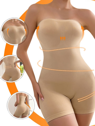 Strapless Shapewear Bodysuit For Women Tummy Control Full Body Shaper Bodysuit Under Dresses Seamless