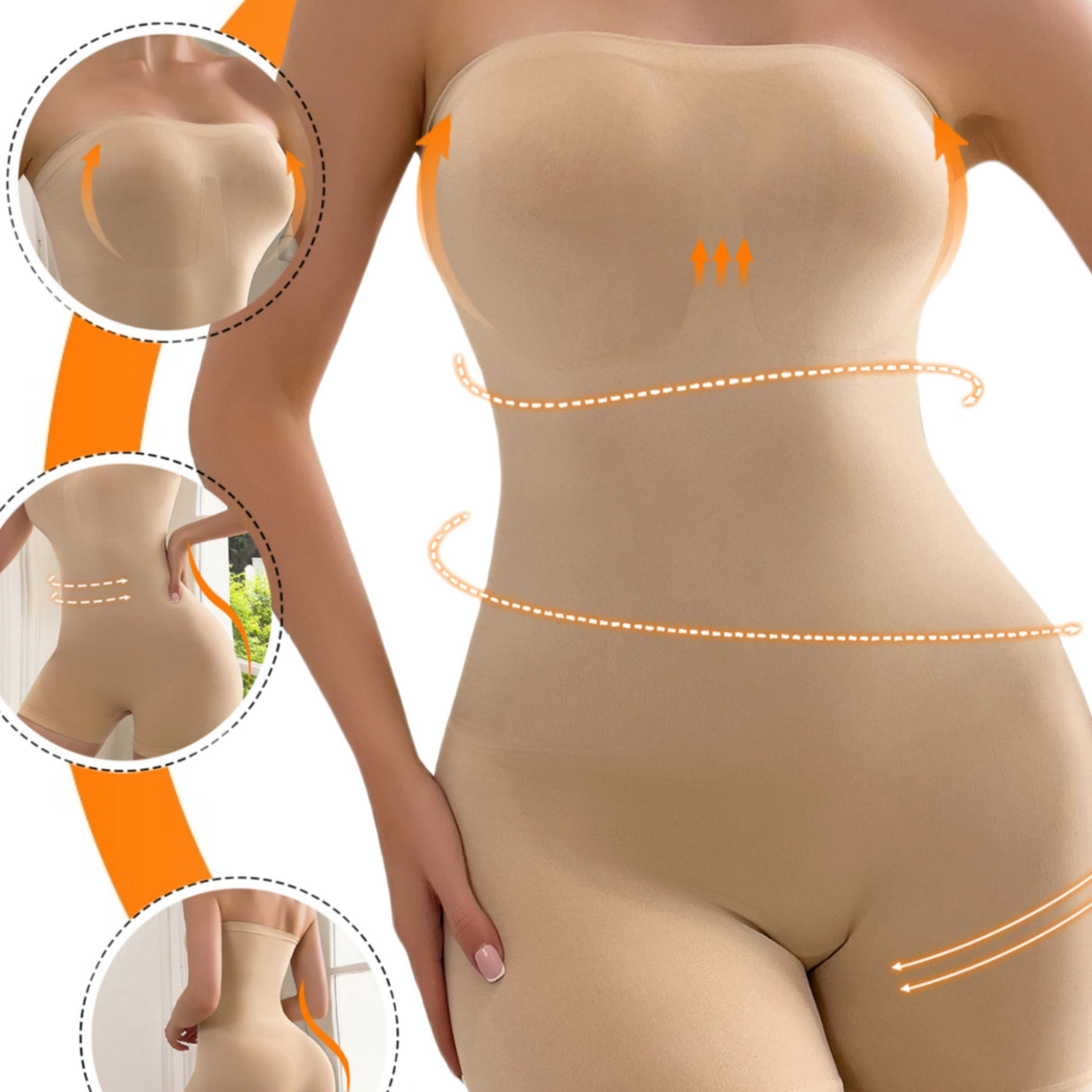 Strapless Shapewear Bodysuit For Women Tummy Control Full Body Shaper Bodysuit Under Dresses Seamless