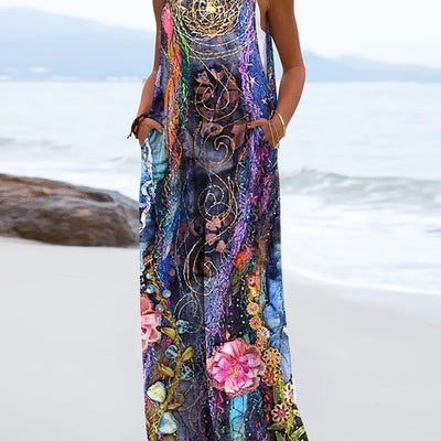 Spring And Summer New Fashion Versatile Ethnic Style Colorful Printed Dress Pants