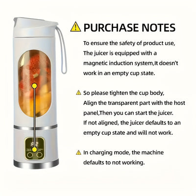 Mini Juice Blender, Portable Electric Usb Rechargeable Travel Blender, Three Modes, Digital Display, 12 Blades, Easy To Clean