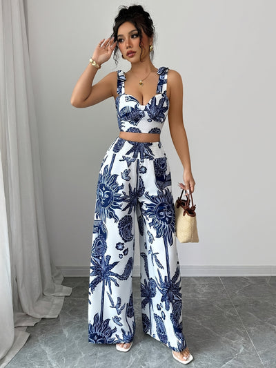 Digital Print Pants Two-Piece Set