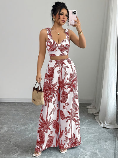 Digital Print Pants Two-Piece Set