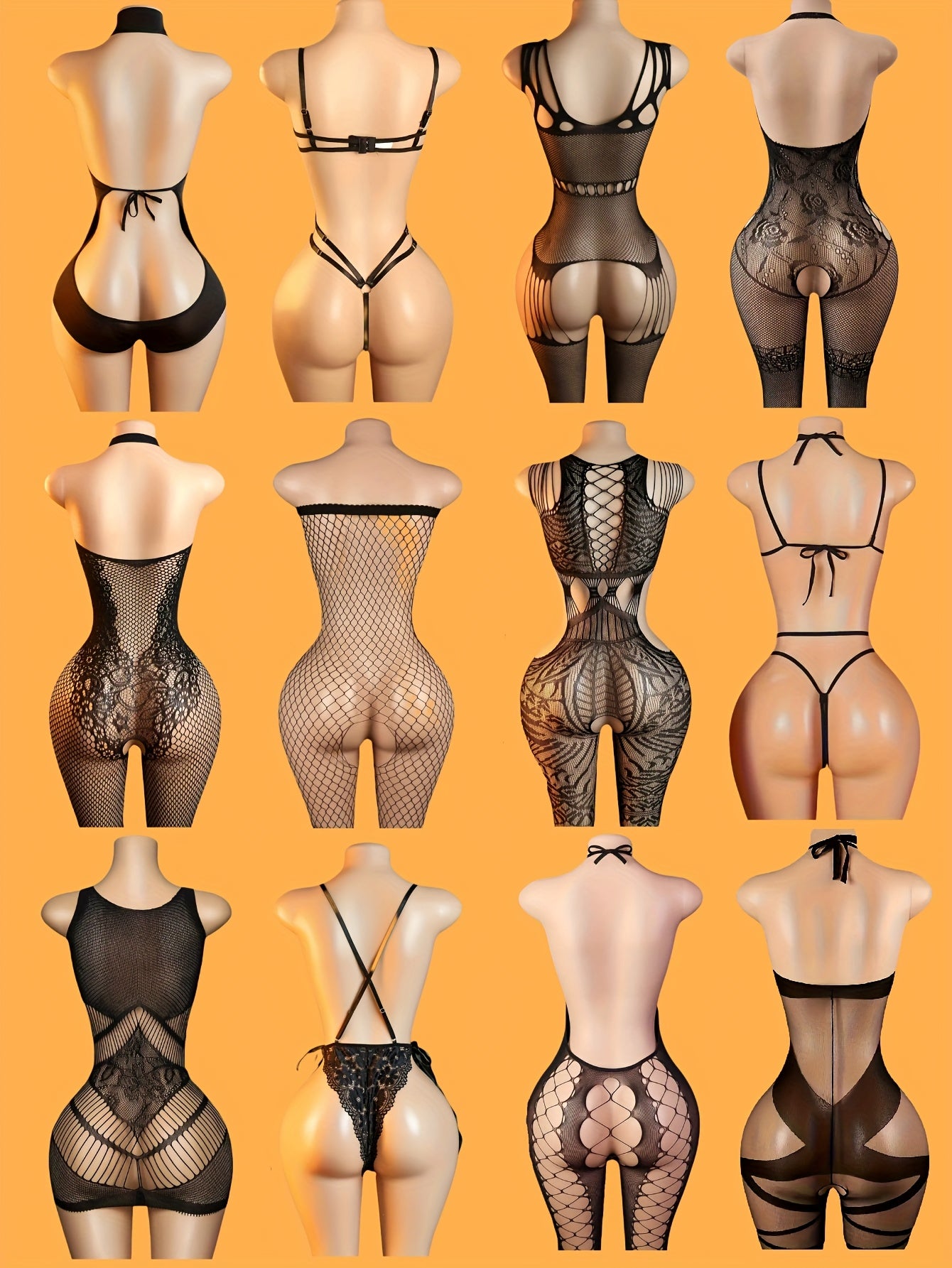 Random shipment, 12 black mesh underwear randomly unlocked one piece, randomly unlocked one lace full body jumpsuit, - sexy tight semi transparent black underwear, tempting clothing | vest jumpsuit | unforgettable night