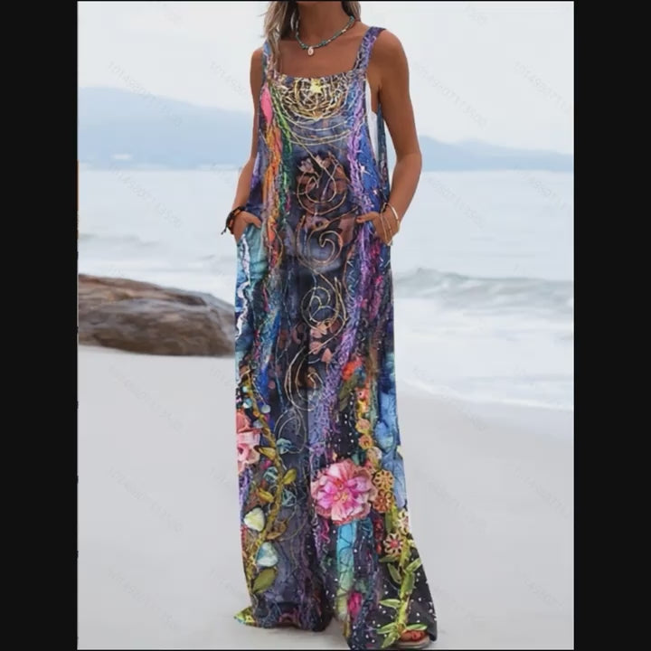 Spring And Summer New Fashion Versatile Ethnic Style Colorful Printed Dress Pants