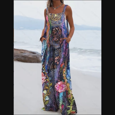 Spring And Summer New Fashion Versatile Ethnic Style Colorful Printed Dress Pants