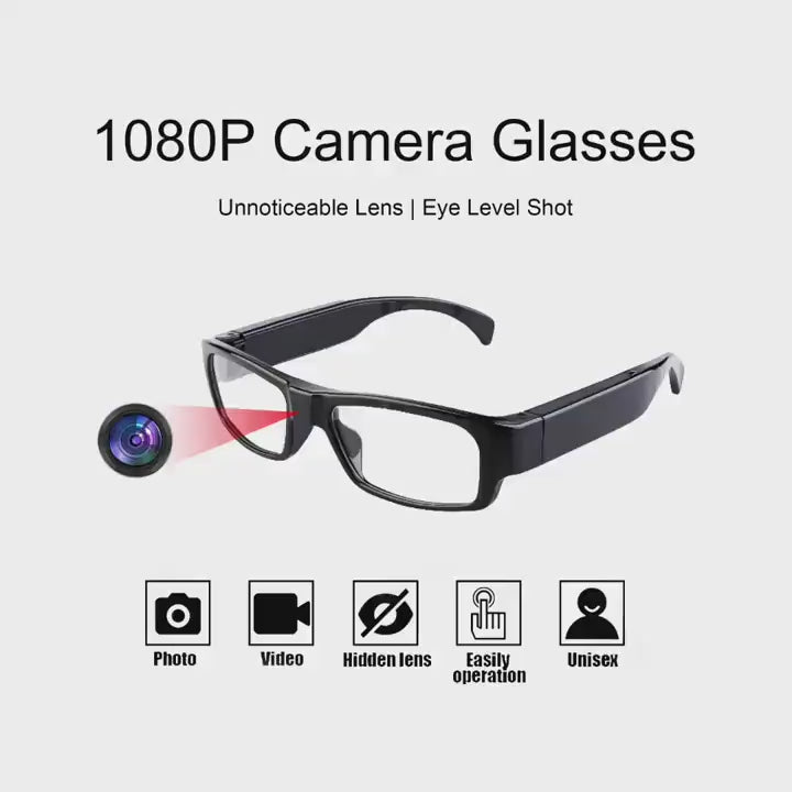 Video Glasses, Portable Camera Glasses, 1080P Sports Camera, Outdoor Cyclingmini Camera Glasses, with 64GB Storage Card